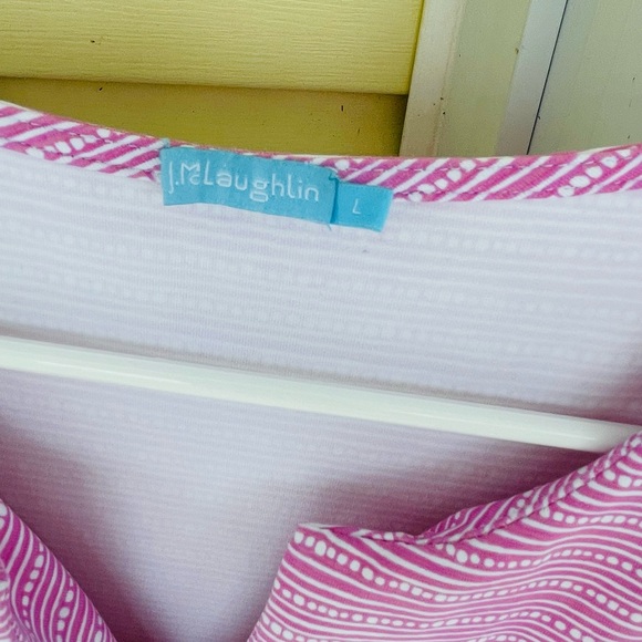 J McLaughlin spotted pink and white stretchy dress size large - Picture 2 of 4